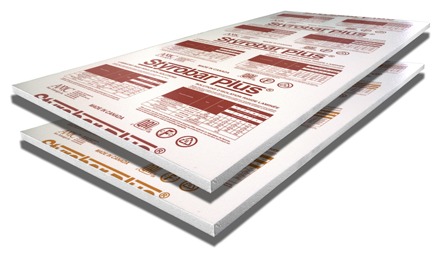 Two Styrobar Plus rigid foam insulation panels with heat laminated printed film facing